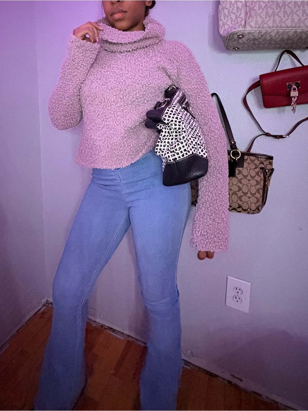 Soft Lilac Knitted Turtleneck Sweater
